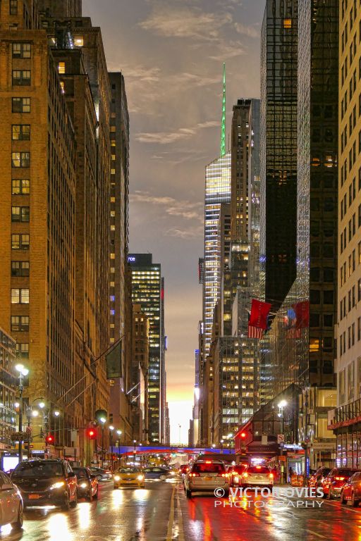 New York - 42nd Street at night in the rain